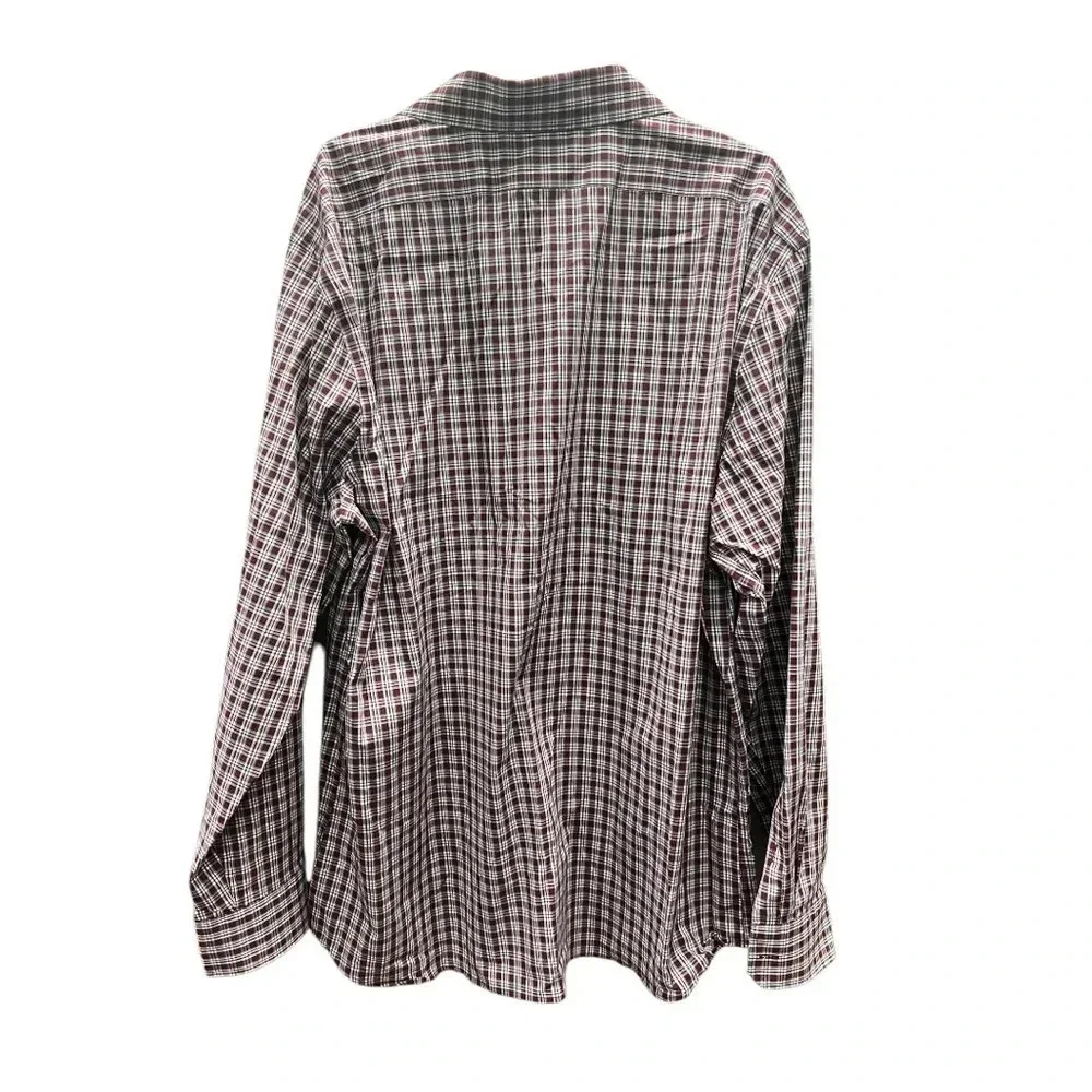 Banana Republic Mens Maroon Button Down Wrinkle Resistant Xl Striped Long Sleeve